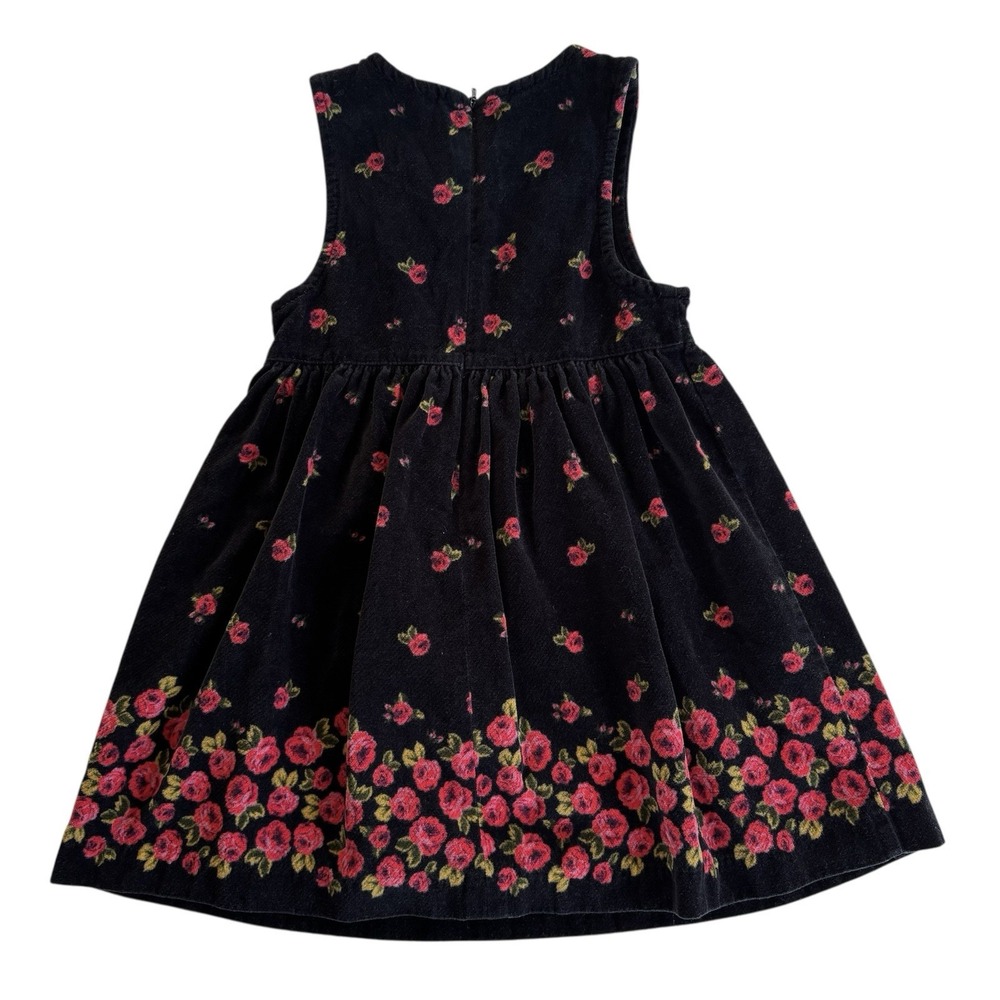 Vintage Gymboree 2000 Nutcracker Line Black Velvet Falling Roses Dress Size 3‎ Y - Picture 4 of 7